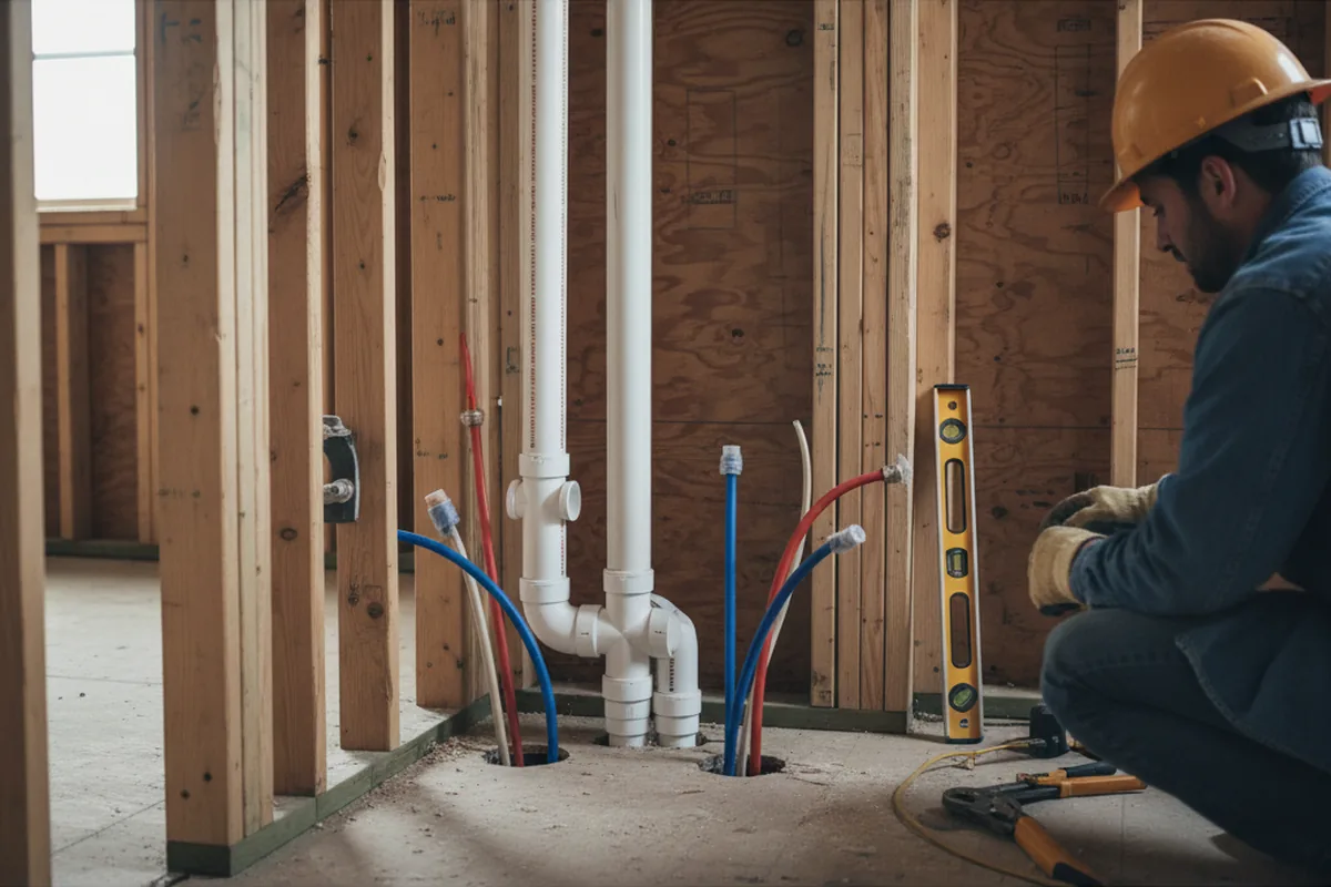 Drain and supply rough-in during Sump Pump Repair in Packwood